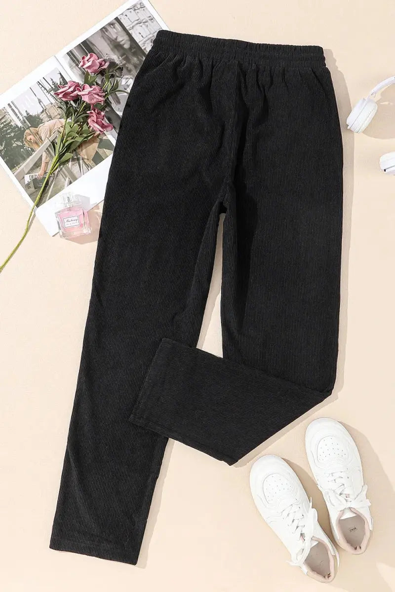 Comfortable Drawstring Straight Pants with Pockets - Love Salve